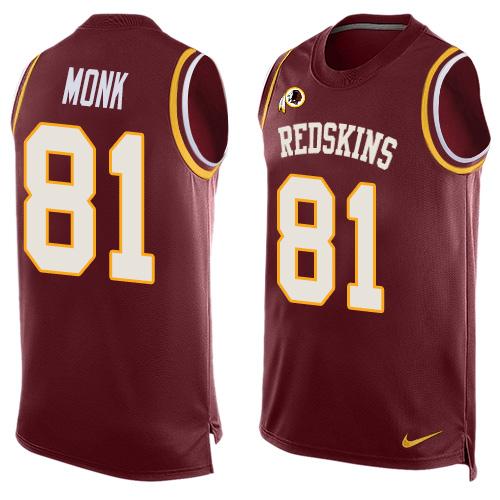 Nike Redskins #81 Art Monk Burgundy Red Team Color Men's Stitched NFL Limited Tank Top Jersey - Click Image to Close
